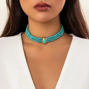 Romantic Turquoise Choker Necklace