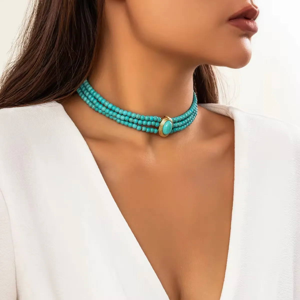 Romantic Turquoise Choker Necklace