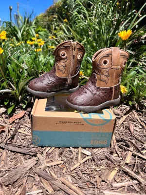 Roper Boots Infant Cowbaby Daniel Brown Ostrich/ Tan