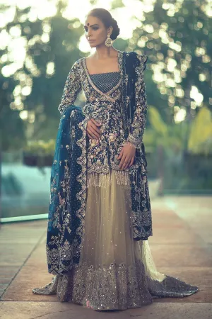 Royal Blue Pakistani Bridal Dress for Walima # B2063