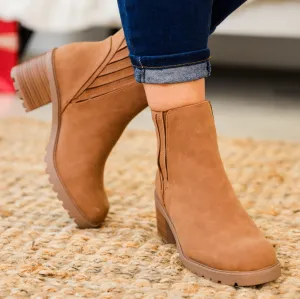 Shift In Perspective Booties, Cognac