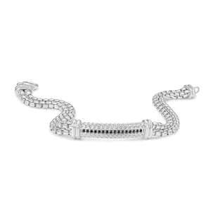 Silver Men's Box Link Woven Bracelet