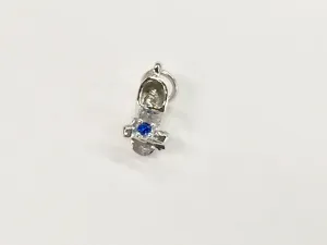 Silver September Baby Booties Charm