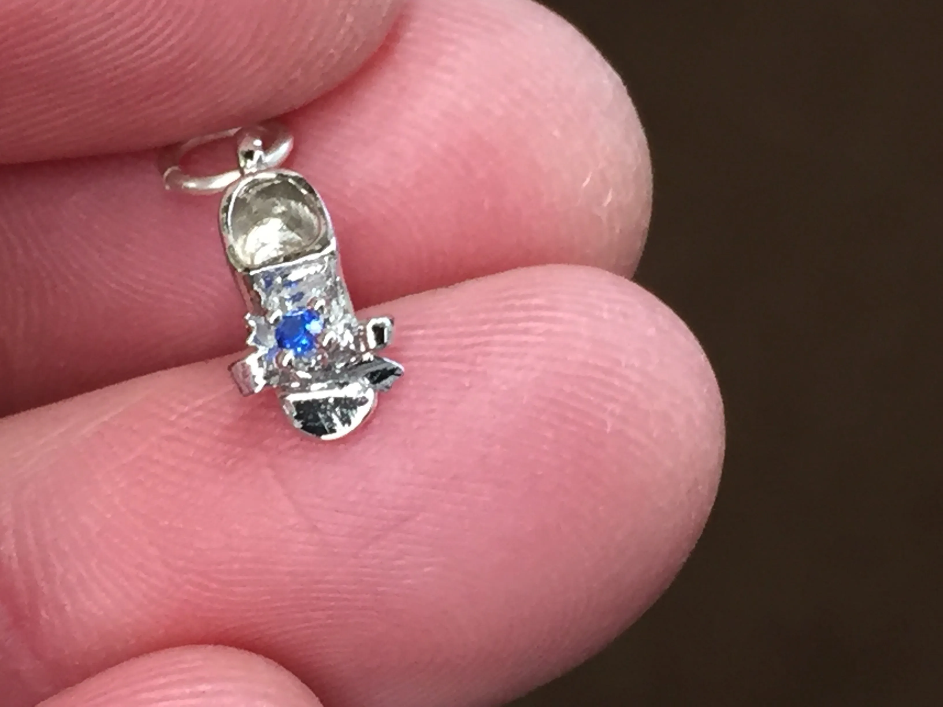 Silver September Baby Booties Charm