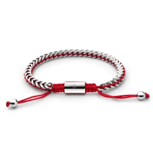 Silver Woven Chain Bracelet in Red