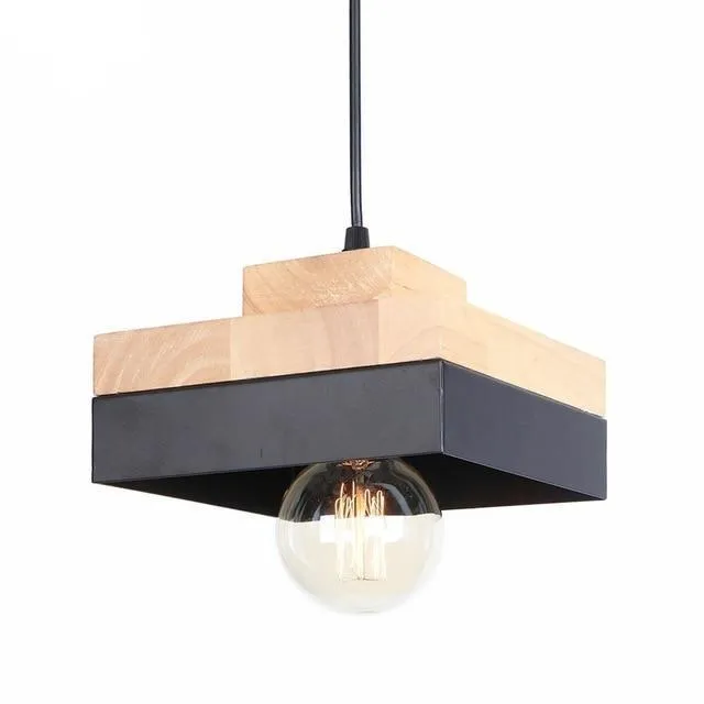 Simple Wood and Iron Nordic Chandelier