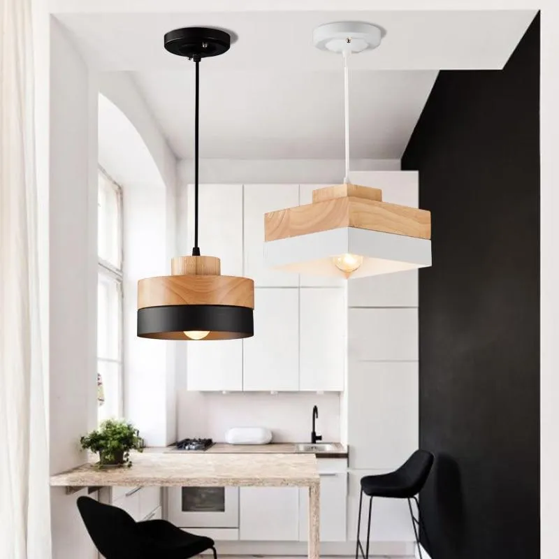 Simple Wood and Iron Nordic Chandelier