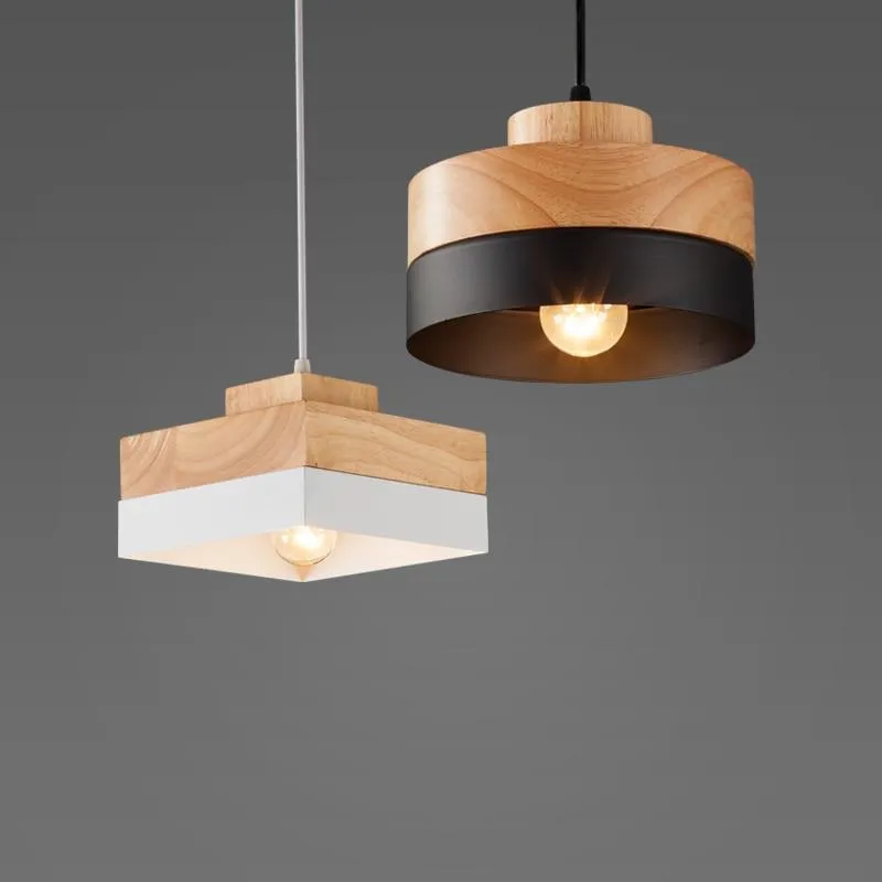 Simple Wood and Iron Nordic Chandelier
