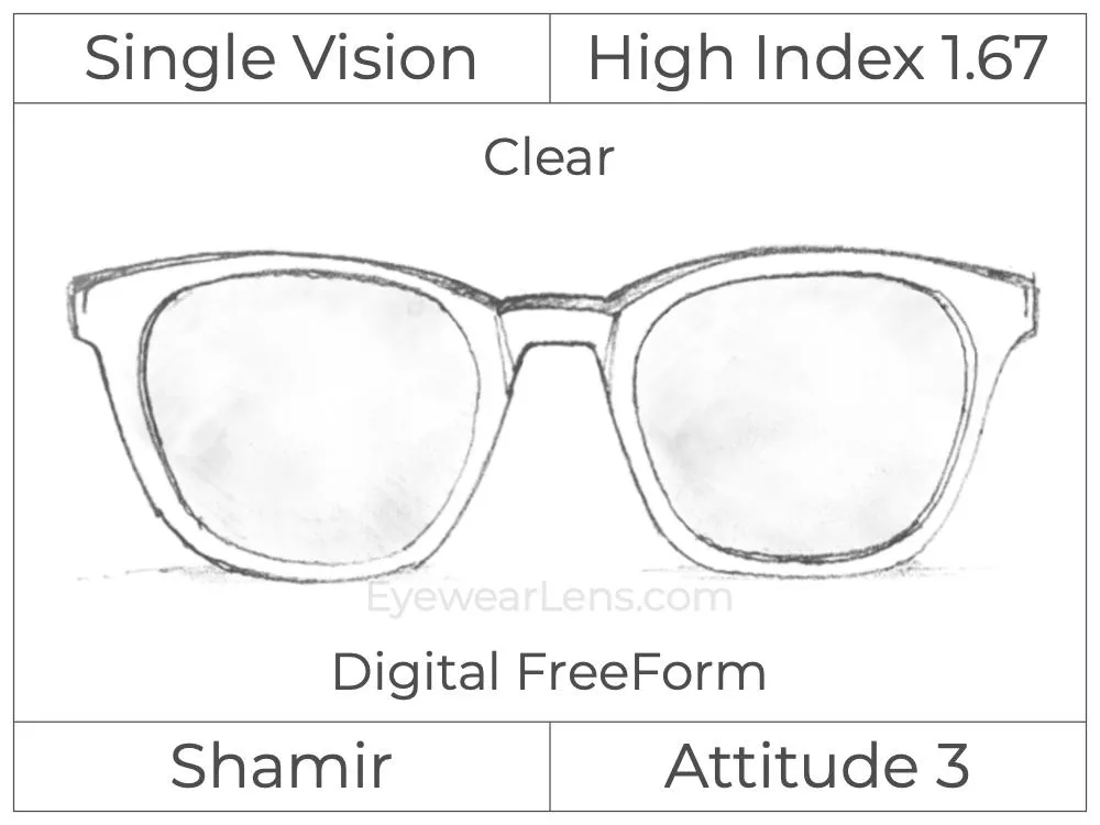 Single Vision - High Index 1.67 - Shamir Attitude 3 - Digital - Clear - Aspheric