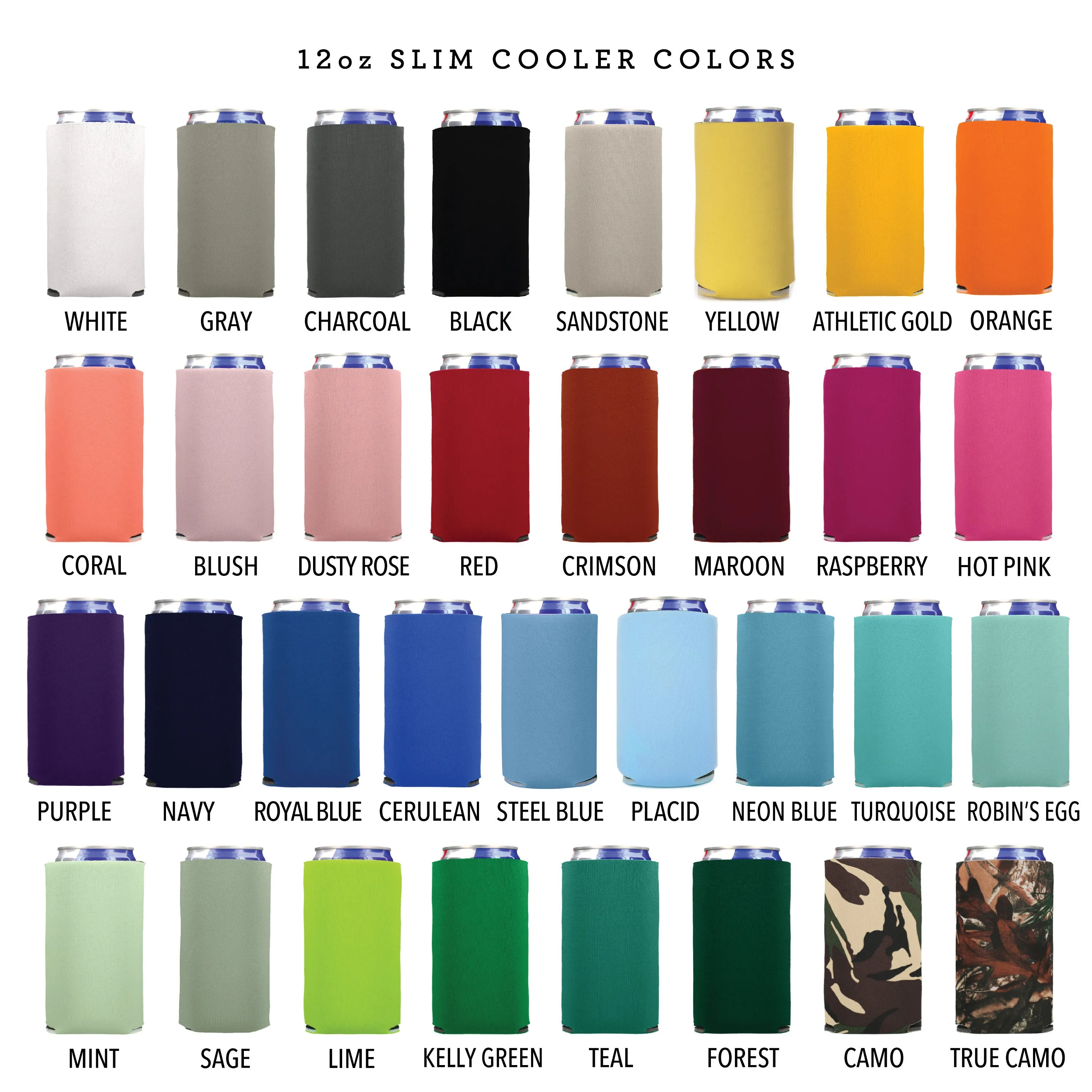 Slim 12oz Wedding Can Cooler #91S - Shots and Kisses