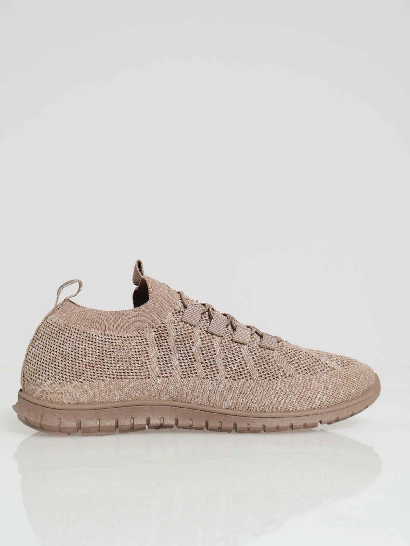 Soft Nansia Knit Lace Up Sneaker - Taupe