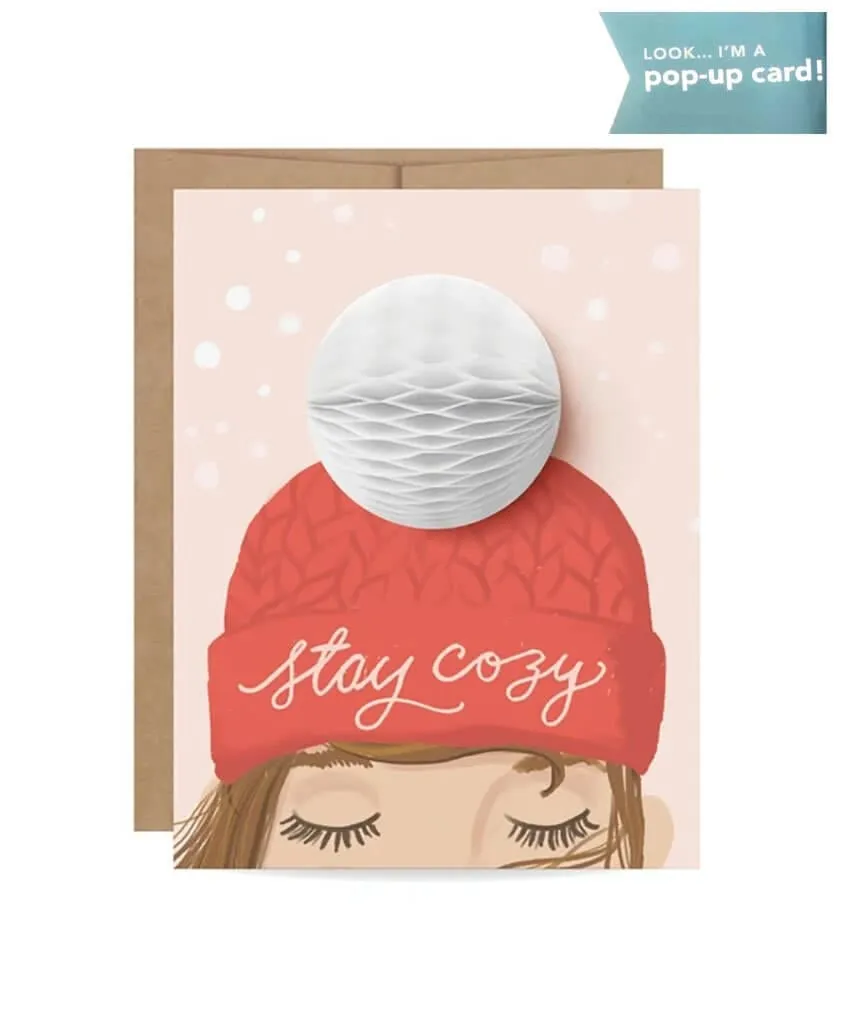 Stay Cozy Pop Up Pom Card