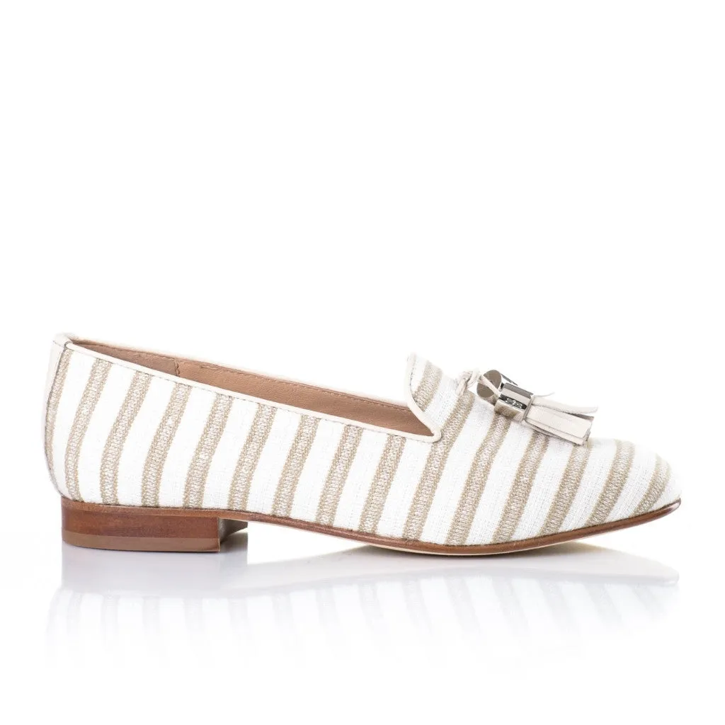 Tan Stripe Smoking Slippers