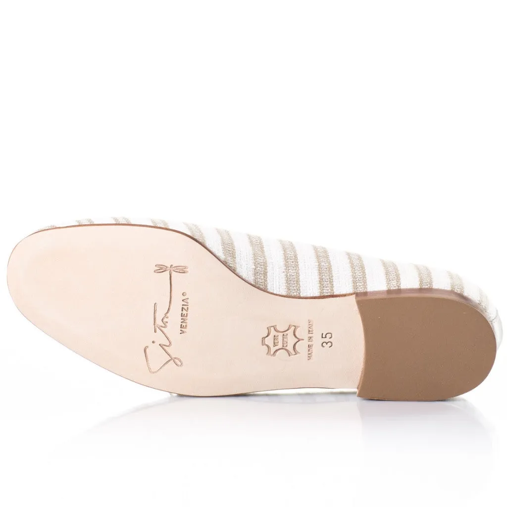 Tan Stripe Smoking Slippers