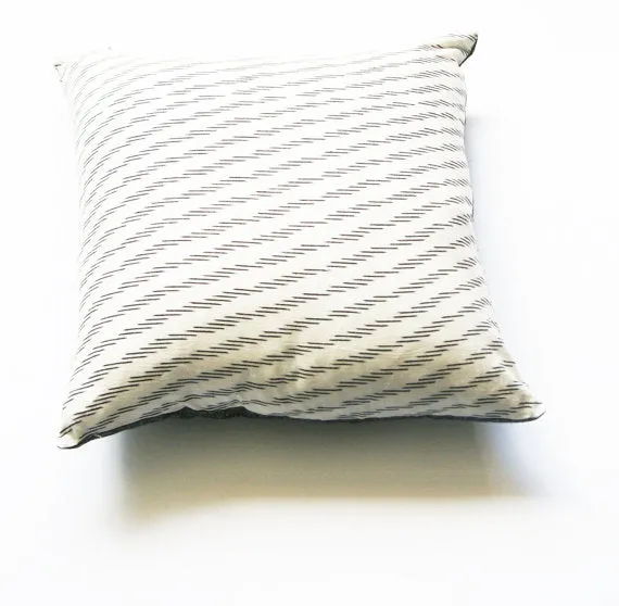 Toss Pillow White Grey Cotton Ikat Zebra Stripe