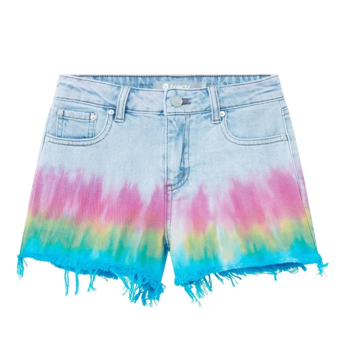 Tractr Girls High Waist Dip Dye Fray Short