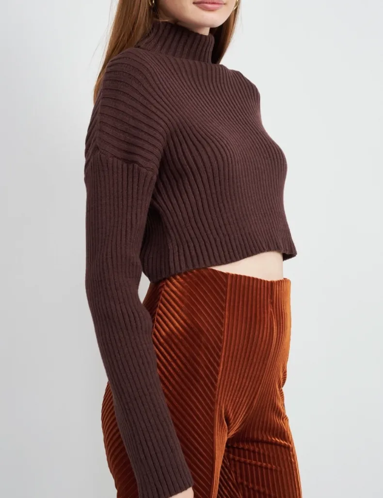 Turtleneck Cropped Knit Sweater