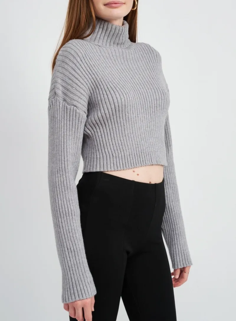 Turtleneck Cropped Knit Sweater