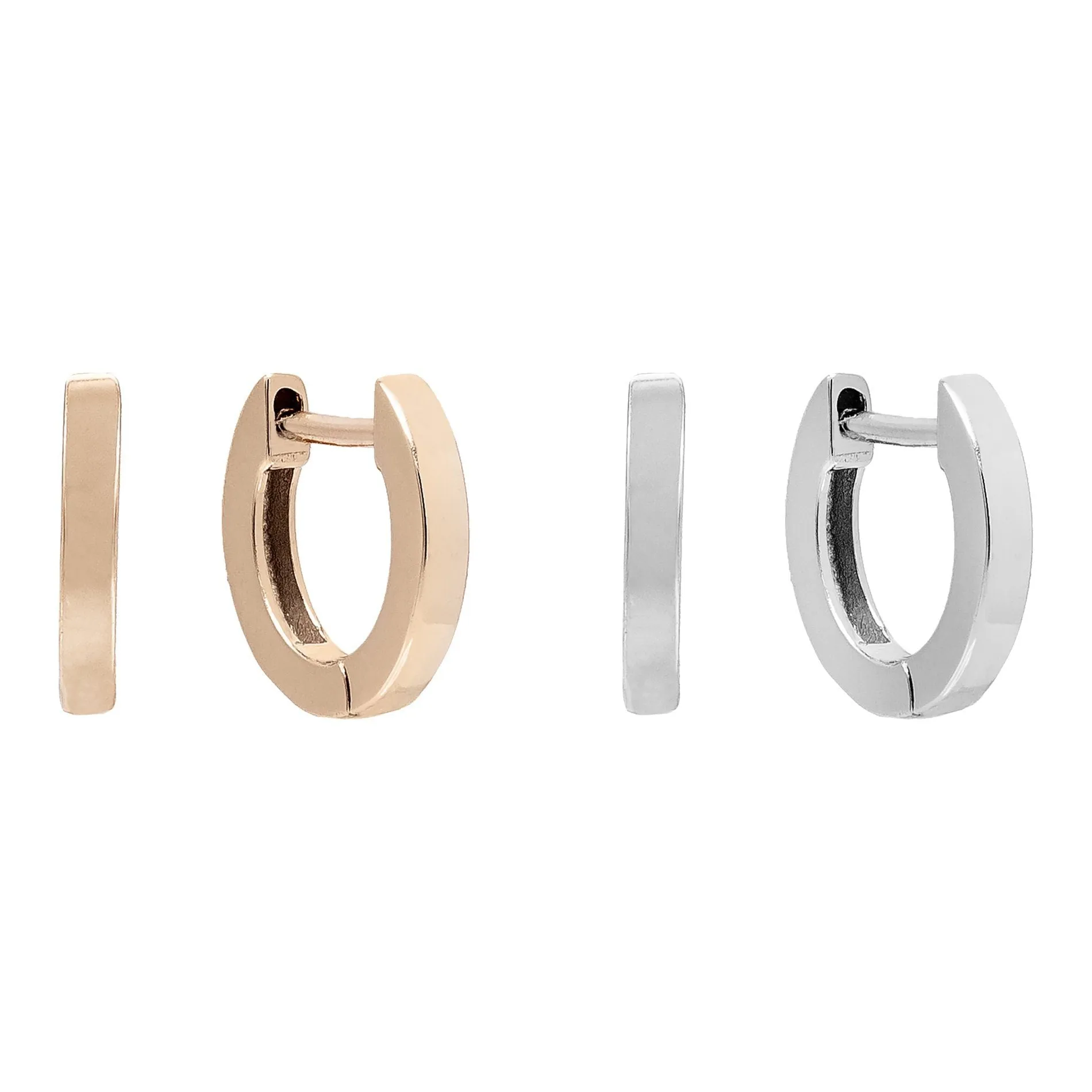 Two-Tone Tiny Ring Huggie Combo Set