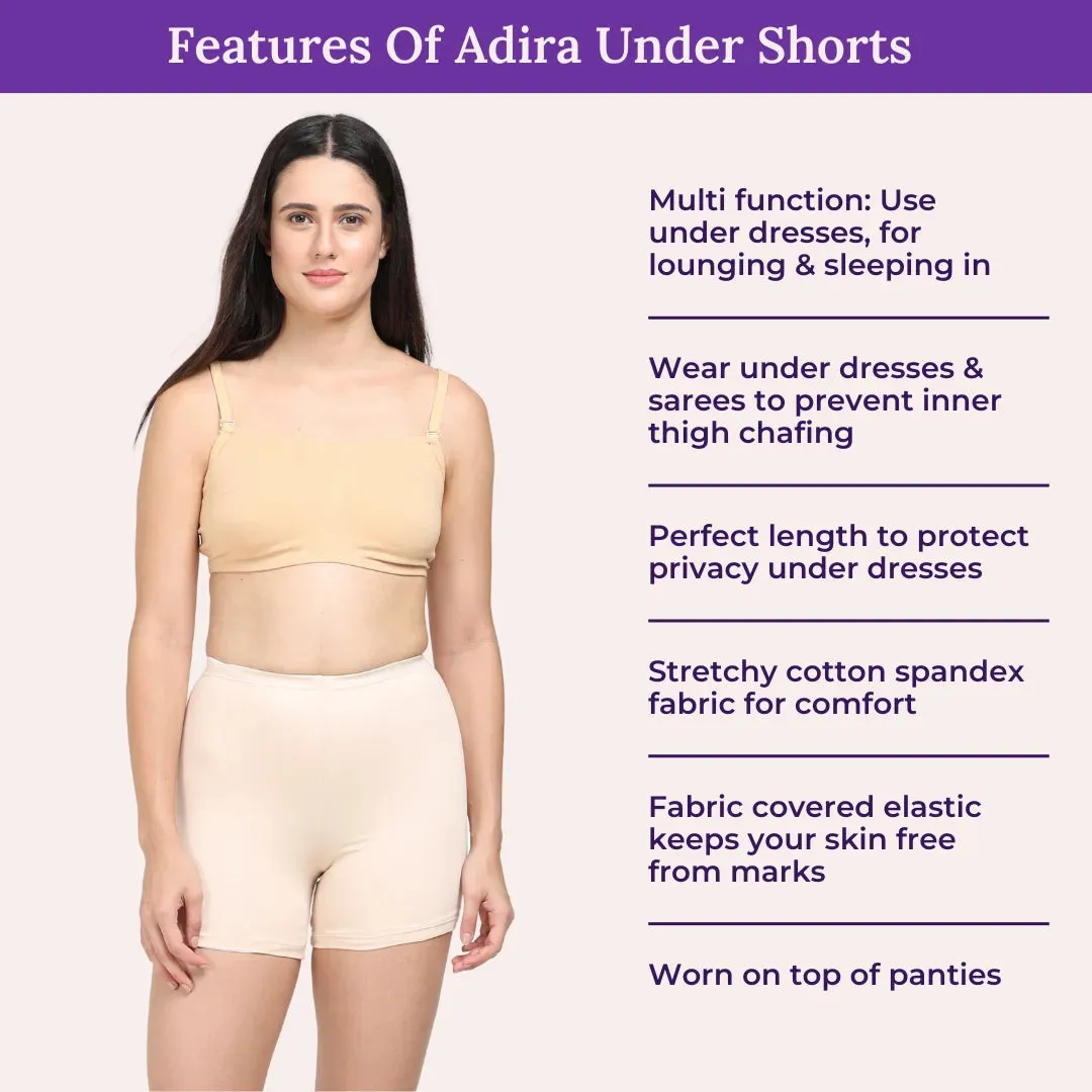 Under Dress Shorts | Full Hip Coverage | Prevents Inner Thigh Chafing