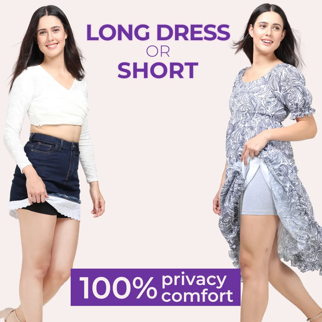 Under Dress Shorts | Full Hip Coverage | Prevents Inner Thigh Chafing