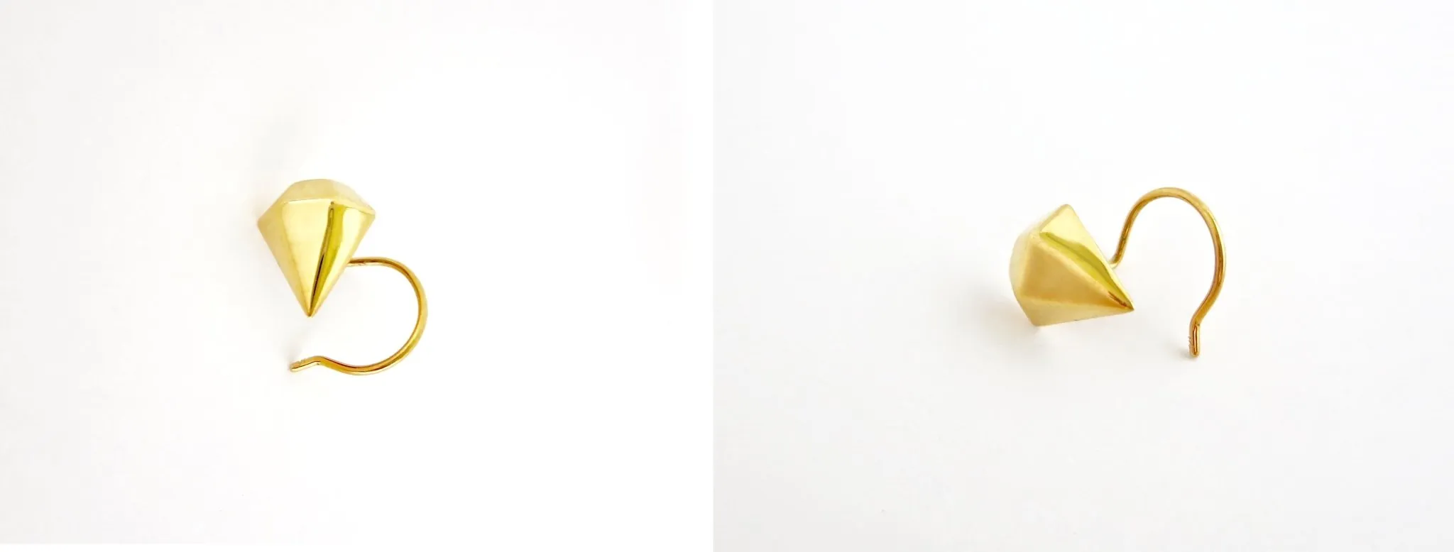 Unique, gold-plated, faceted diamond-shape nose pin