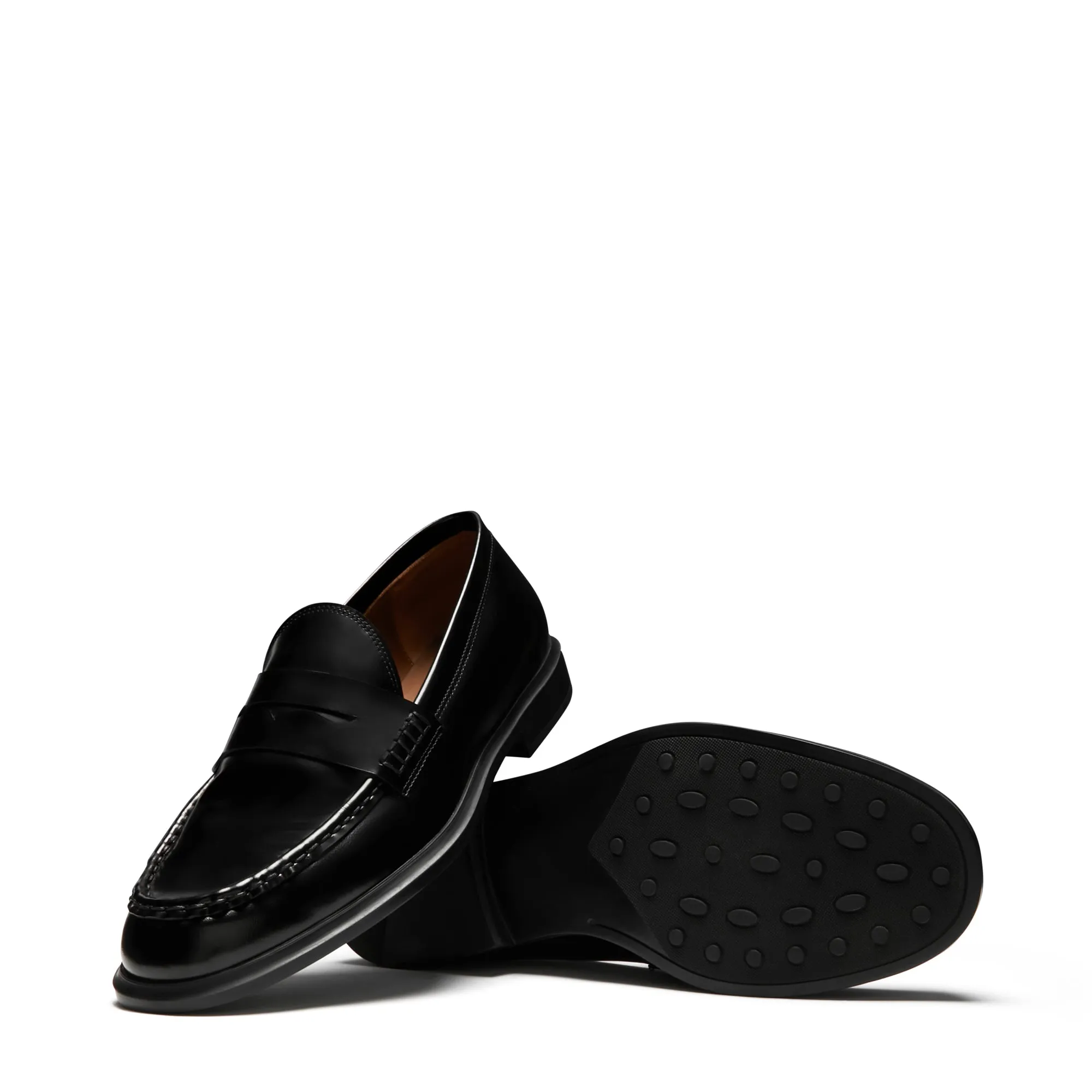 Vendôme Blandine black spazzolato leather loafers