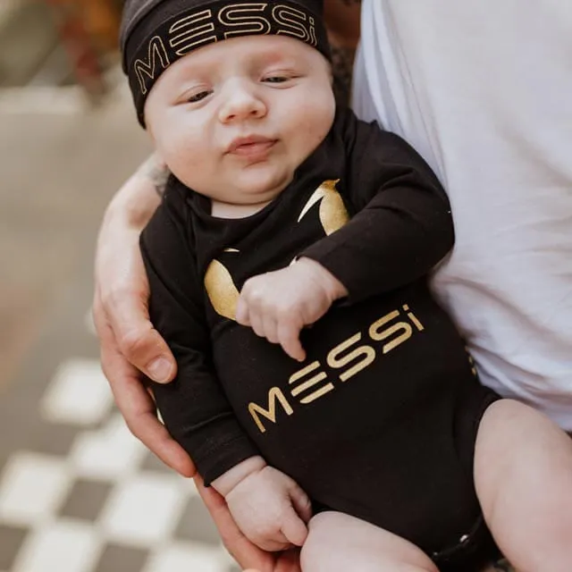 VG X MESSI 1 PCE BABYSUIT LS   HAT   BOOTIES