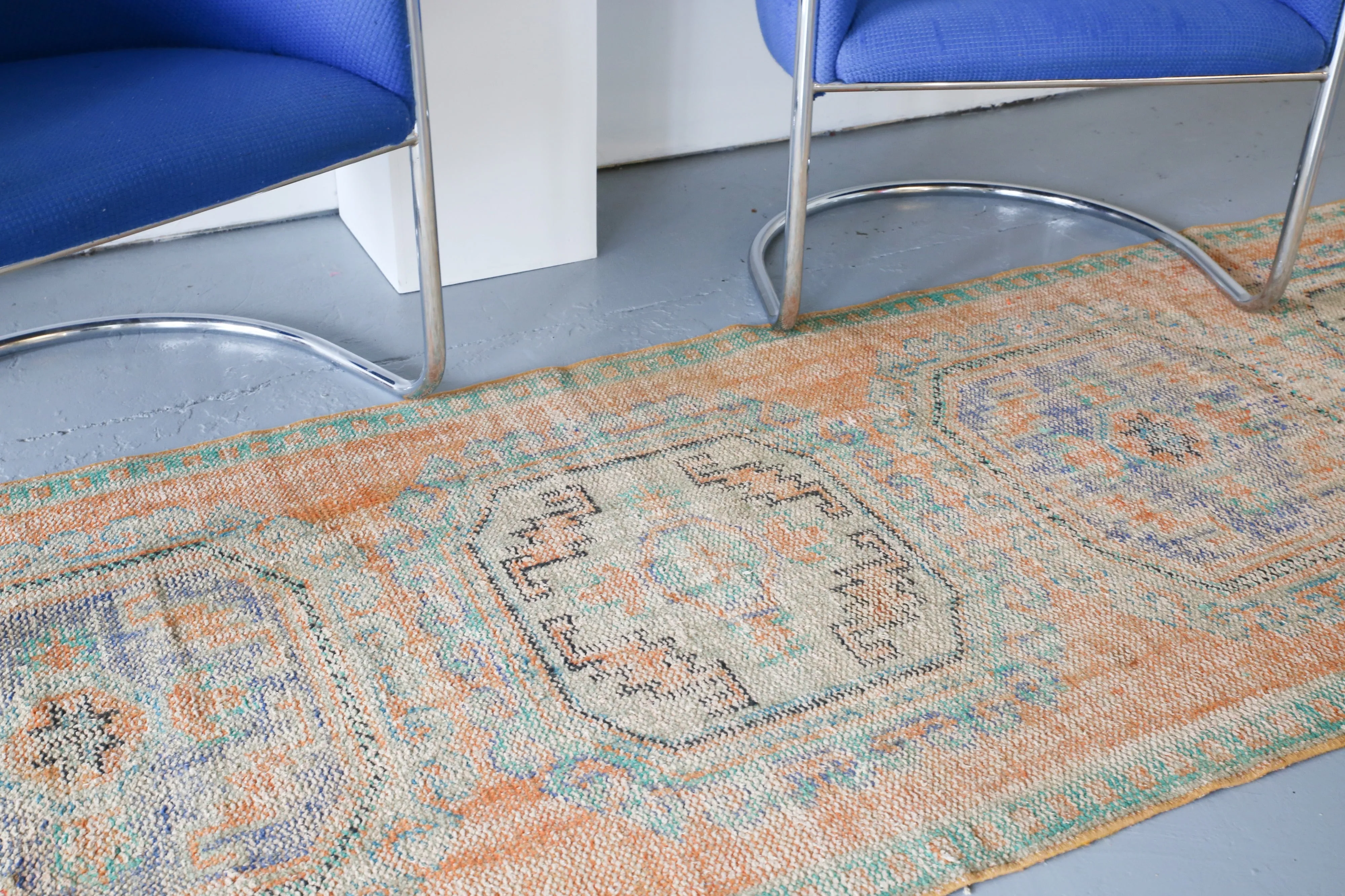 Vintage Konya Sille Turkish Runner Rug 3ftx11.8ft