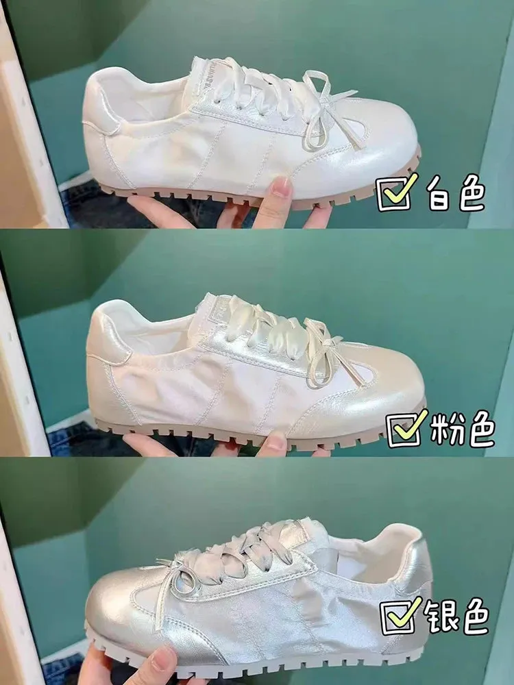 Vintage Silvery Casual Soft Sole Sneakers for Women