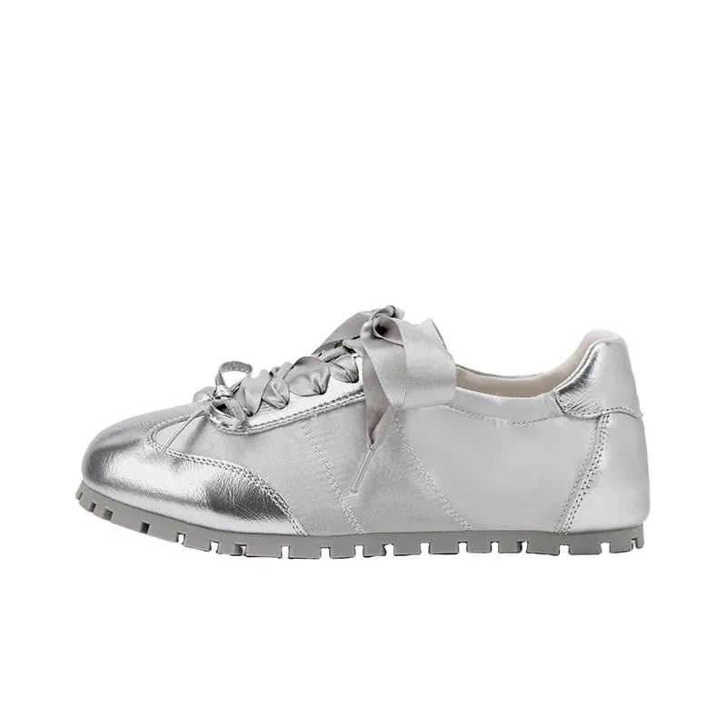 Vintage Silvery Casual Soft Sole Sneakers for Women