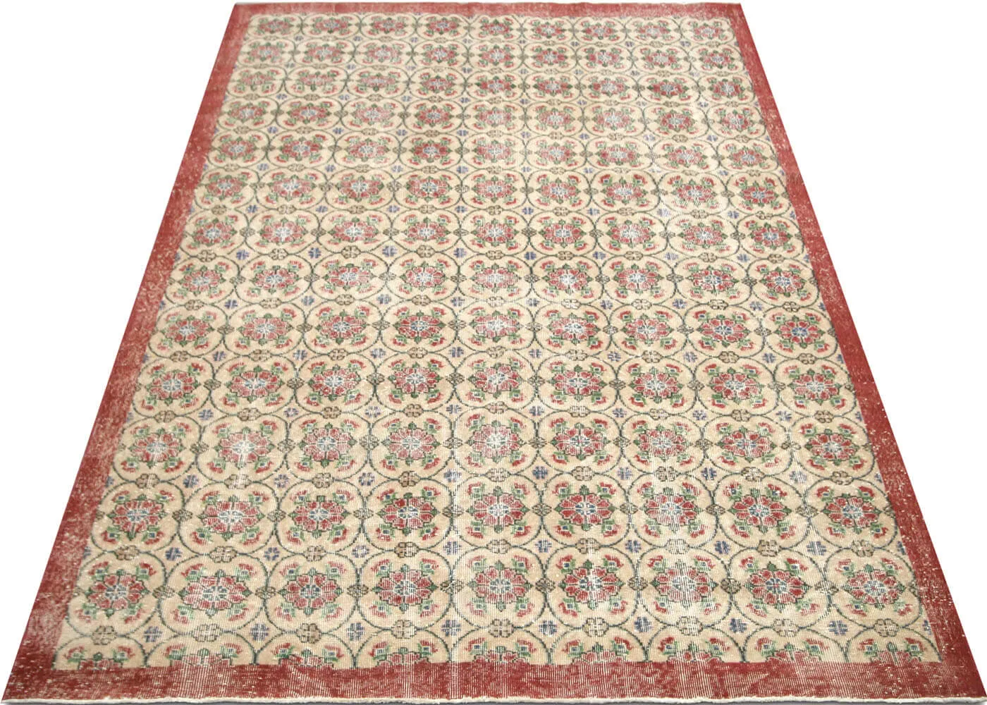 Vintage Turkish Mid-Century-Modern Rug - 7'5" x 11'1"