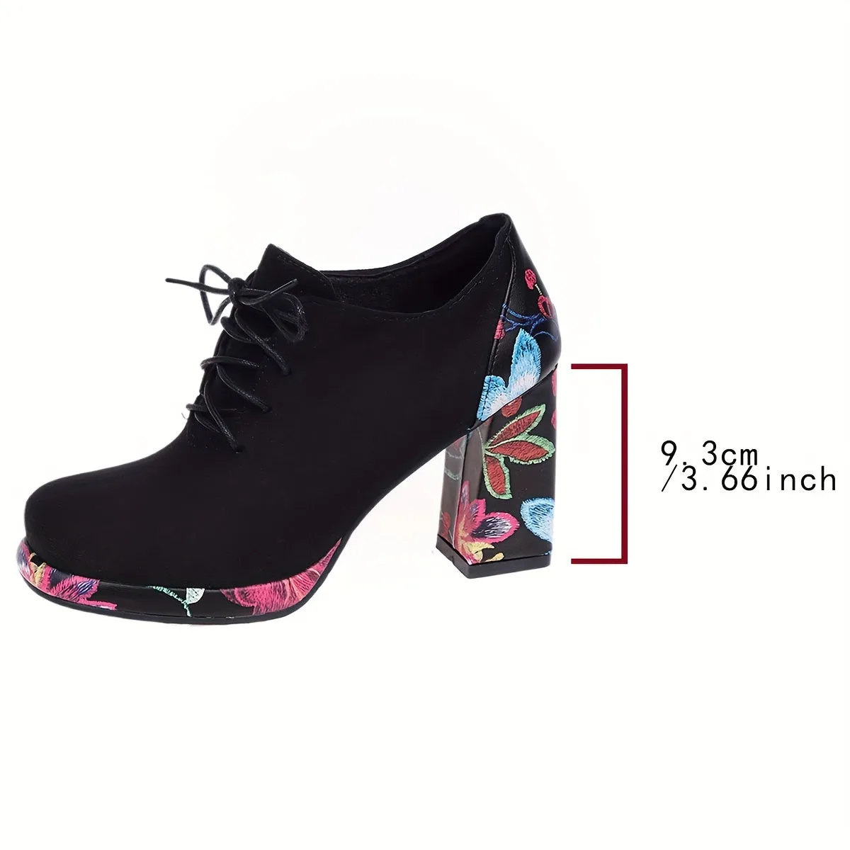 VougeVamp Elegant Chunky Heel Ankle Boots – Lace-Up Waterproof Platform Booties with Round Toe