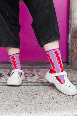 Wavy Stripe Ruffle Socks (RTS)