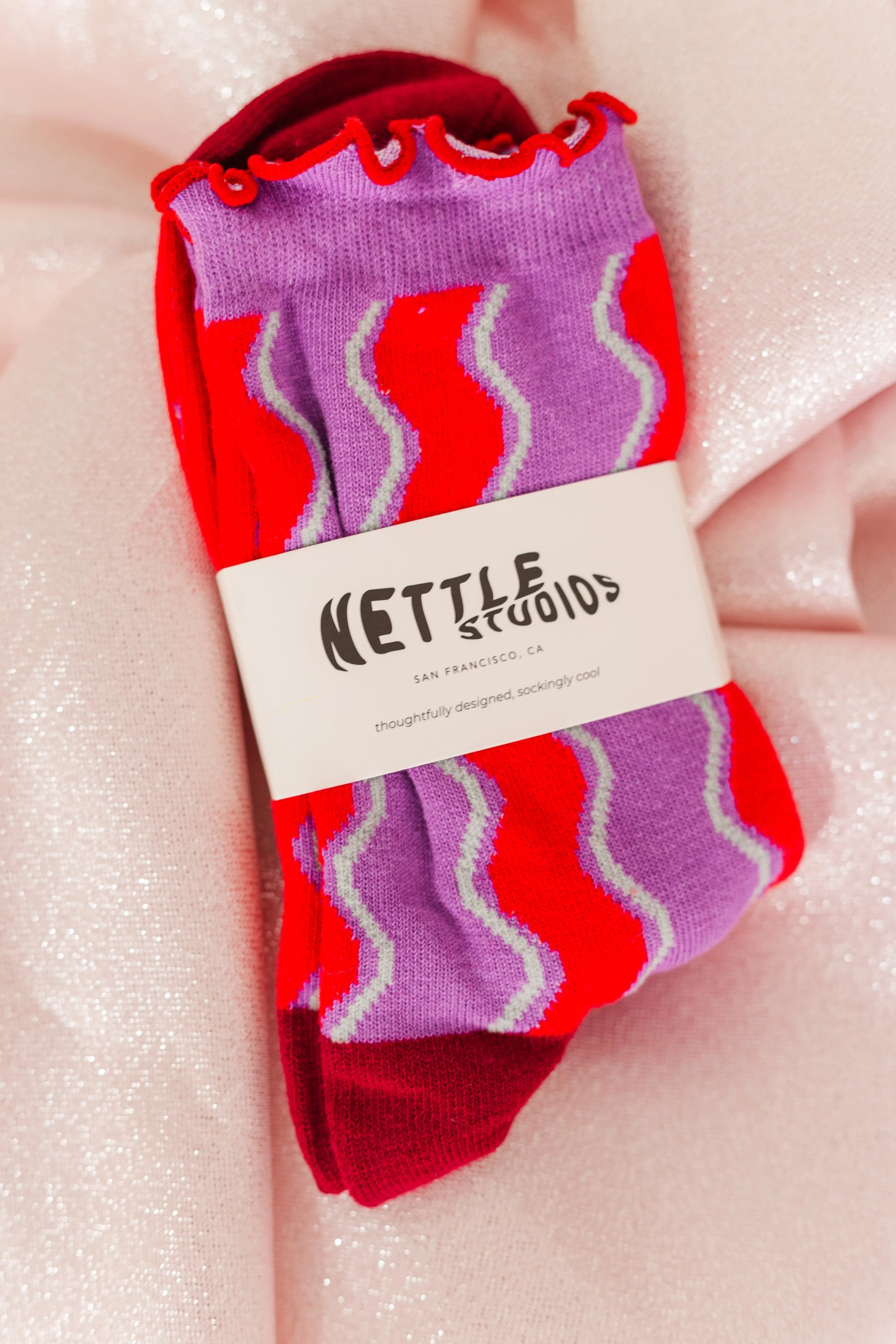 Wavy Stripe Ruffle Socks (RTS)