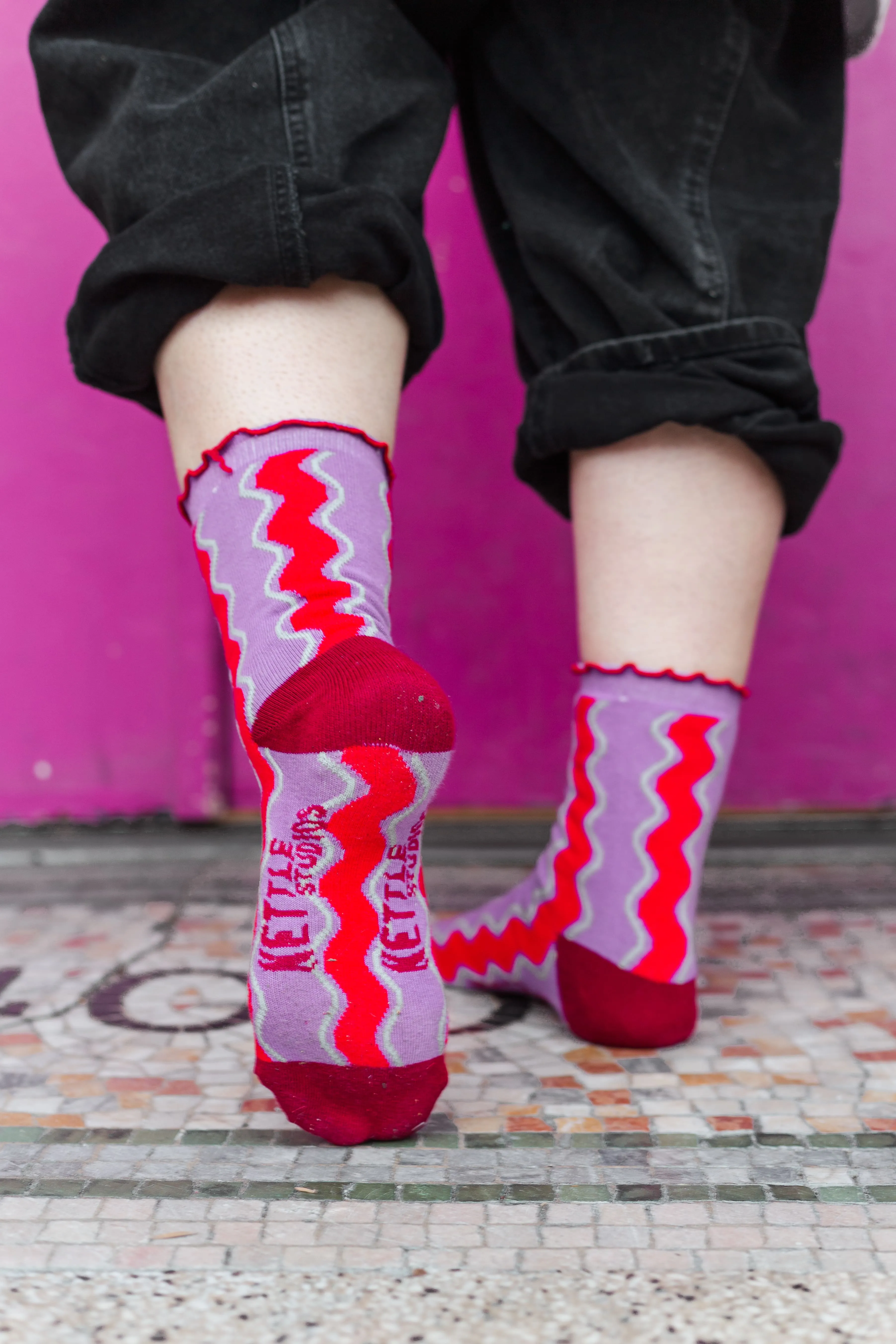 Wavy Stripe Ruffle Socks (RTS)