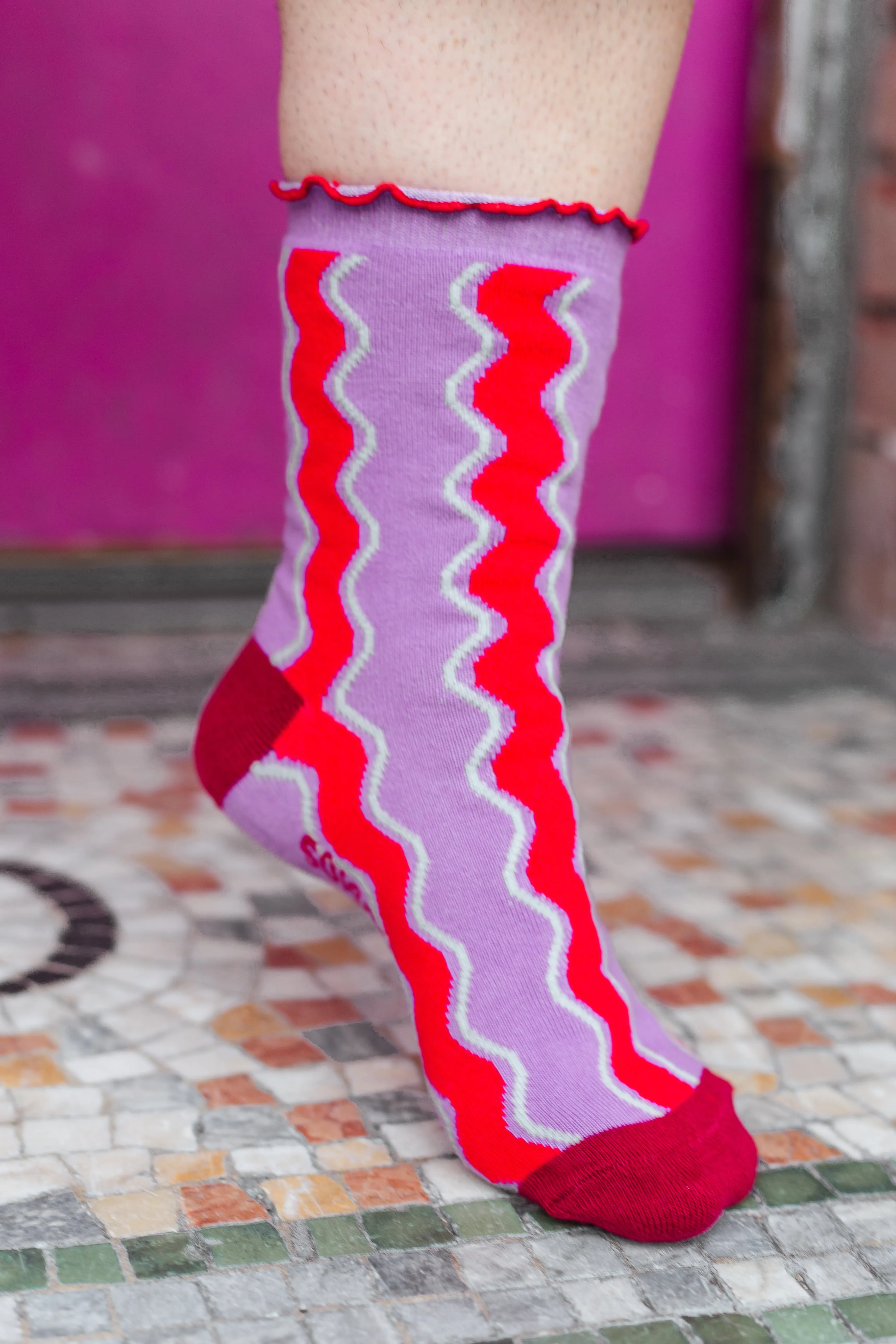 Wavy Stripe Ruffle Socks (RTS)