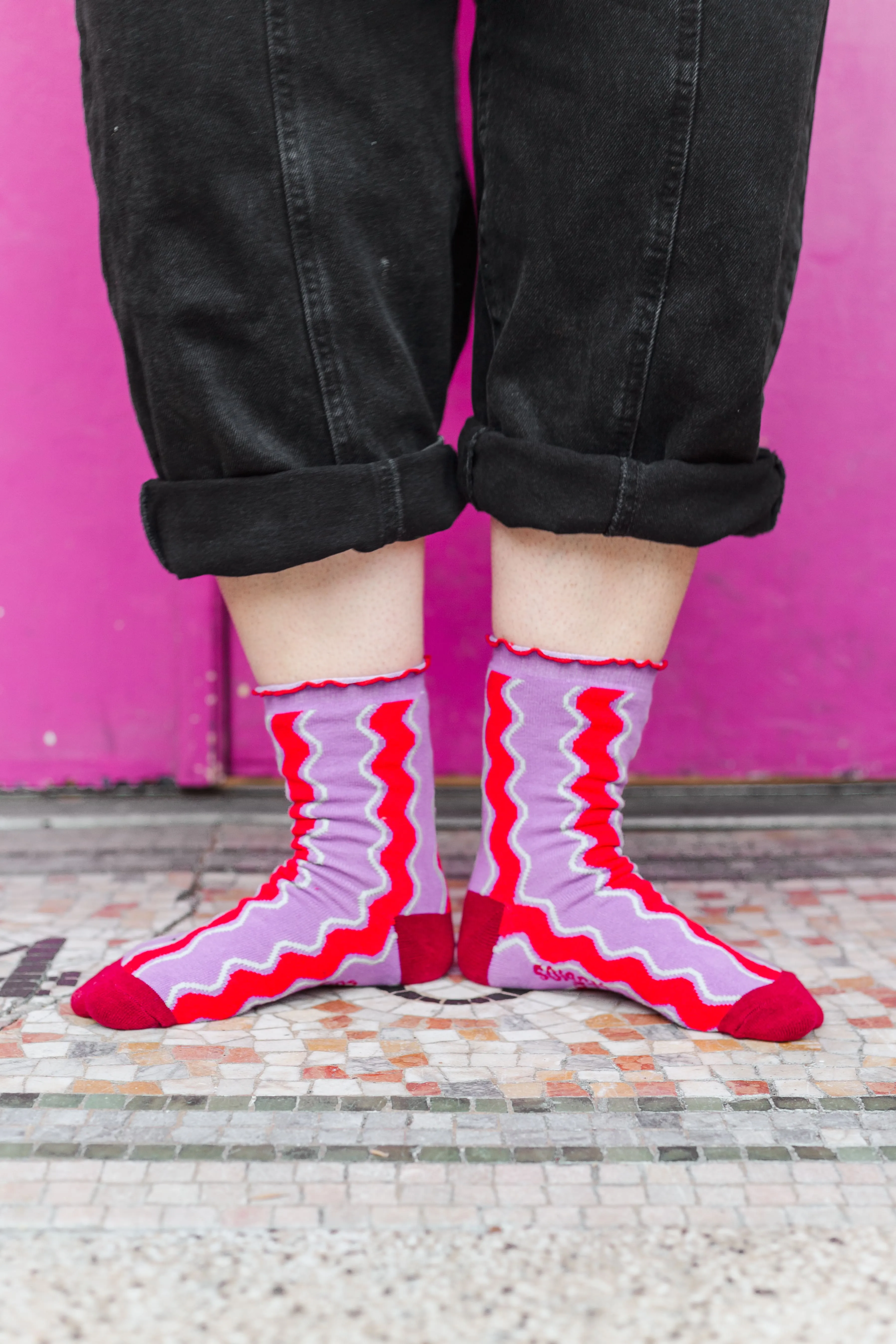 Wavy Stripe Ruffle Socks (RTS)