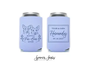 Wedding Can Cooler #246R - Custom Pet Illustration