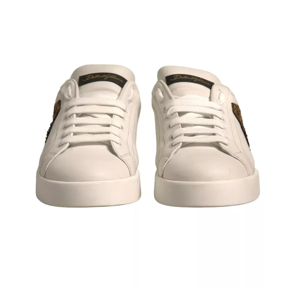 White Crown Patch Portofino Sneakers Shoes