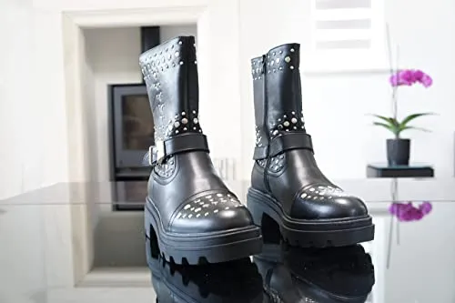 Women Boots Chunky Black A9026
