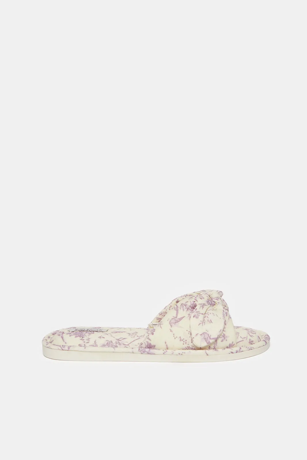 Women Cream Printed Slipper