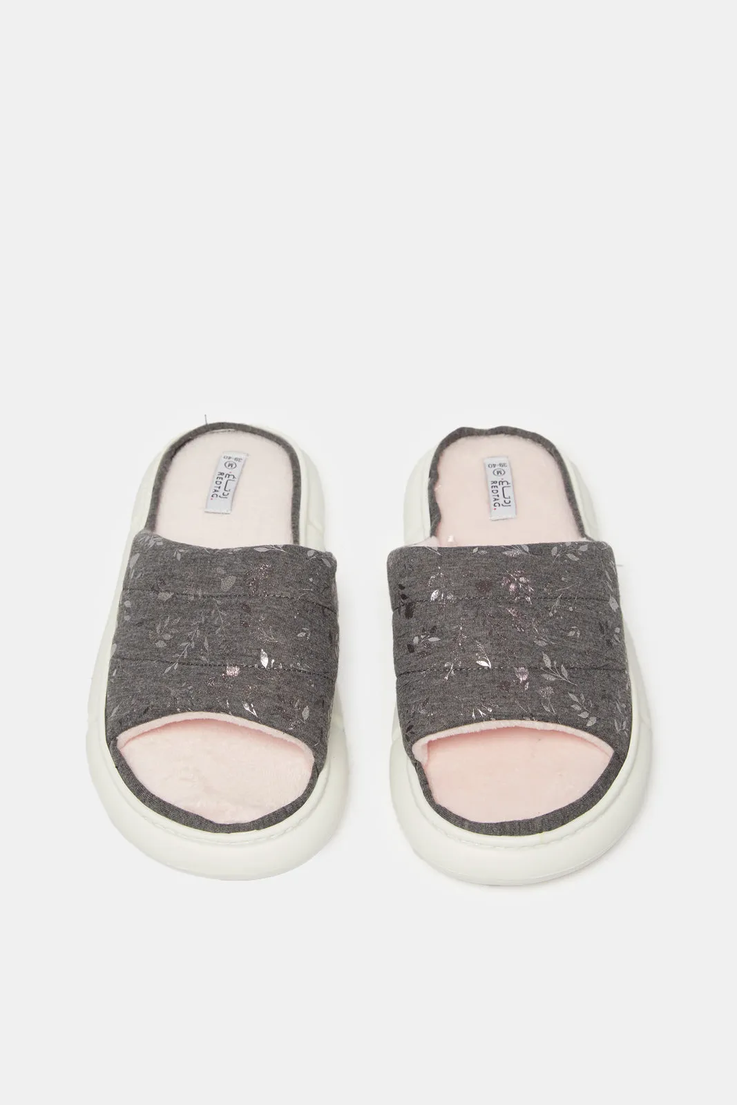 Women Grey Foil Trim Slipper