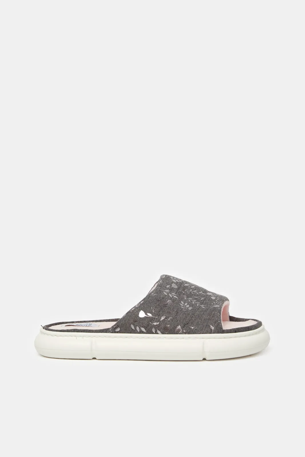 Women Grey Foil Trim Slipper