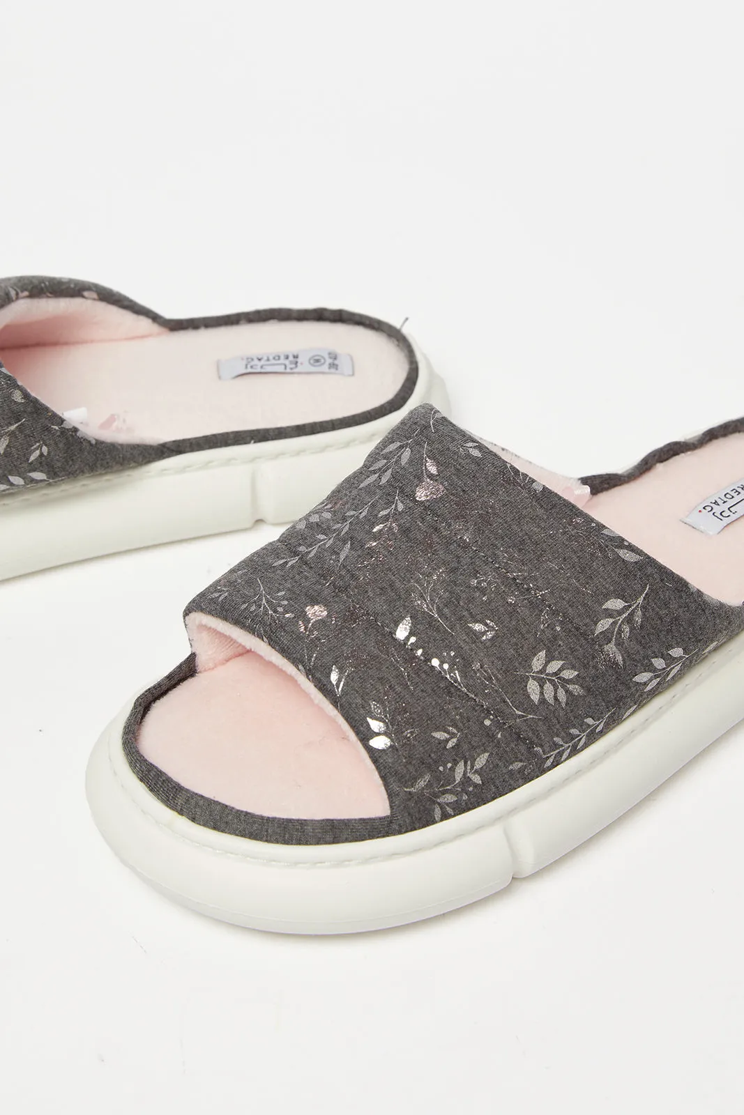 Women Grey Foil Trim Slipper