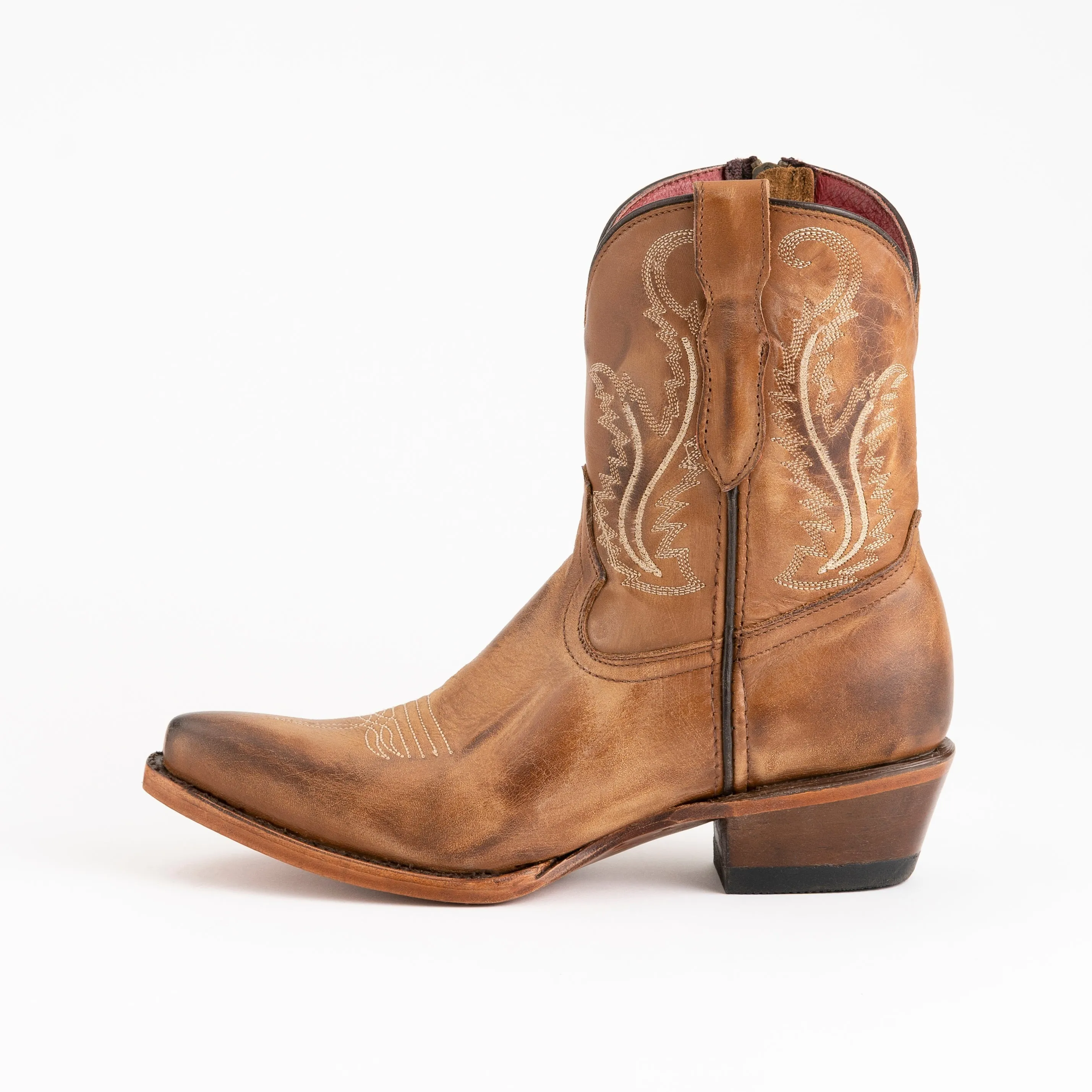 Women's Ferrini Molly Leather Booties Handcrafted Brown