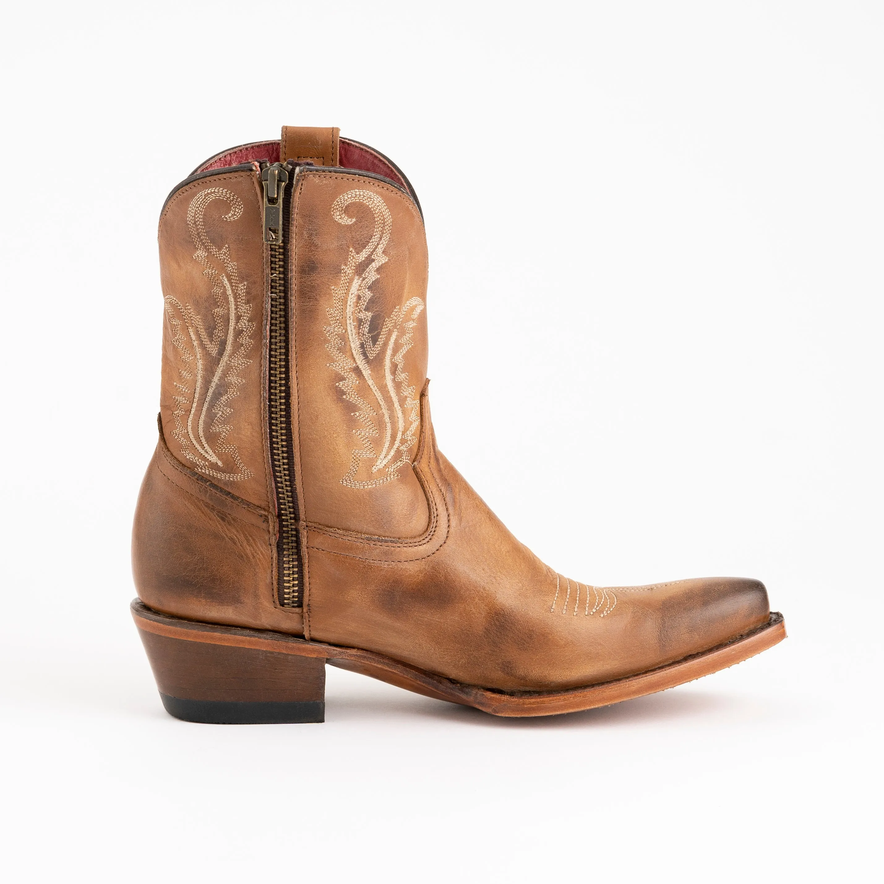 Women's Ferrini Molly Leather Booties Handcrafted Brown
