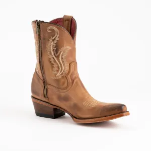 Women's Ferrini Molly Leather Booties Handcrafted Brown