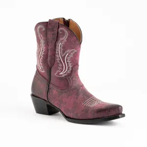 Women's Ferrini Molly Leather Booties Handcrafted Purple