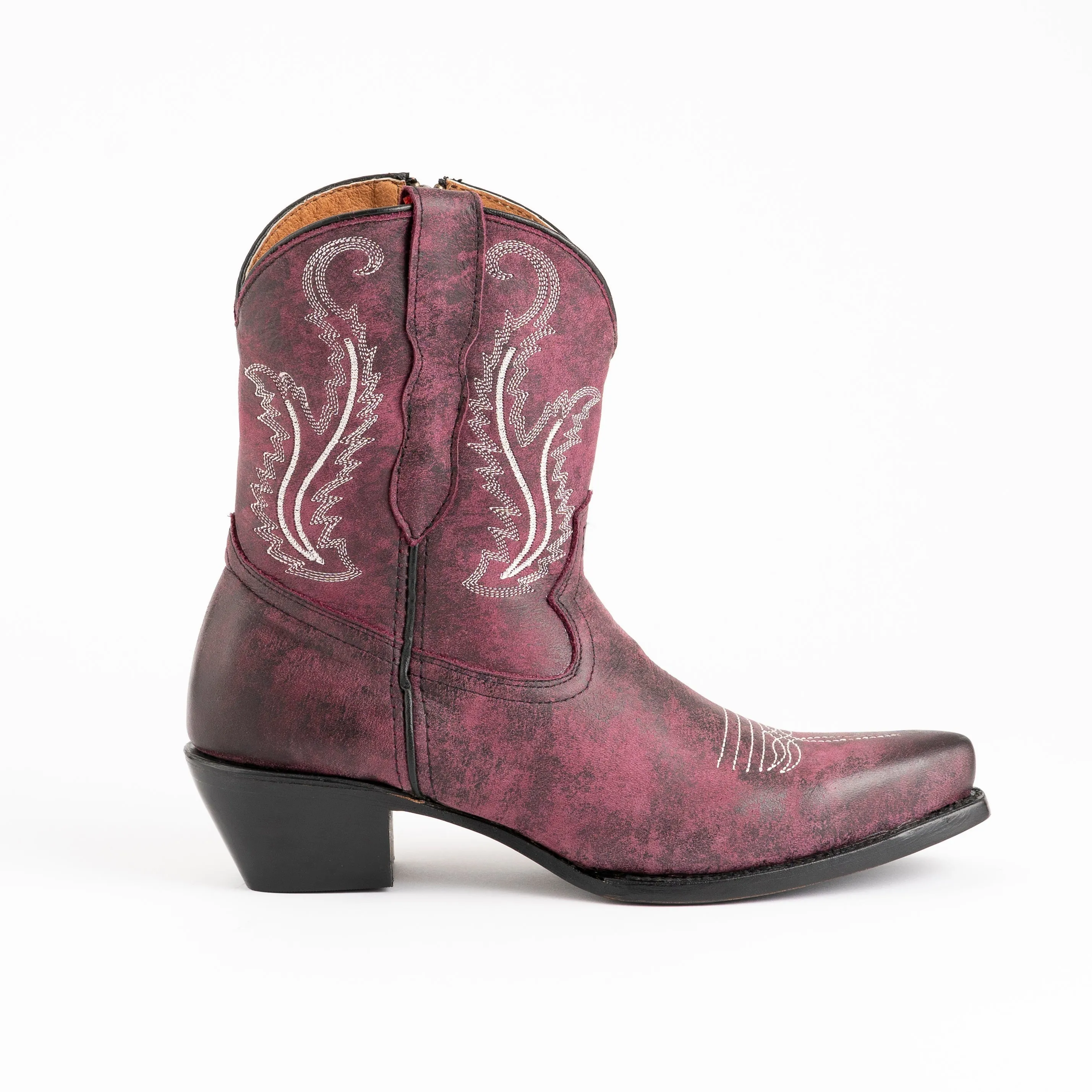 Women's Ferrini Molly Leather Booties Handcrafted Purple